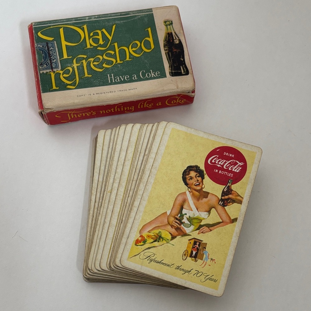 Vintage 50’s Coca Cola Playing Cards With Box Complete 52 Ephemera Paper Journal